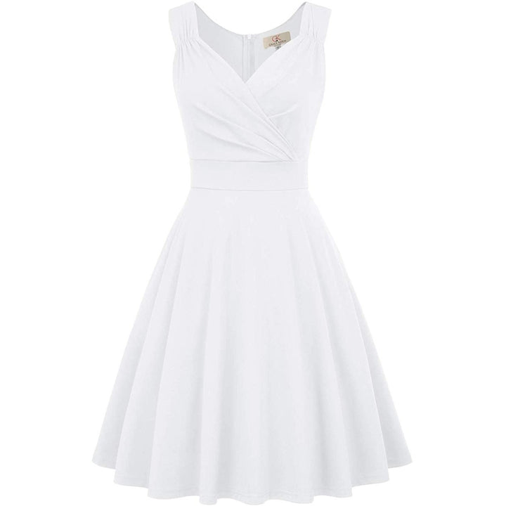 Womens Sleeveless Wrap V-Neck A-line Bridesmaid Cocktail Party Dress Image 3