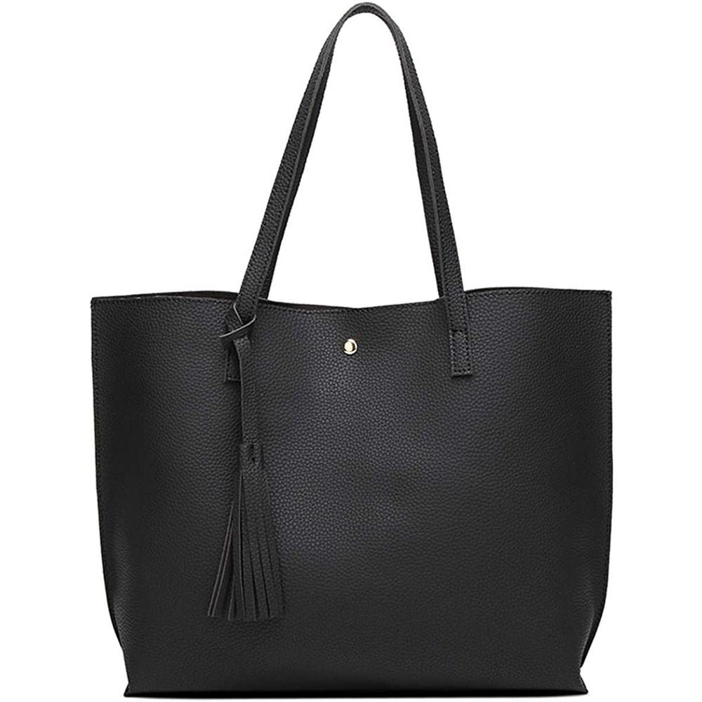 Womens Soft Faux Leather Tote Shoulder Bag Image 2