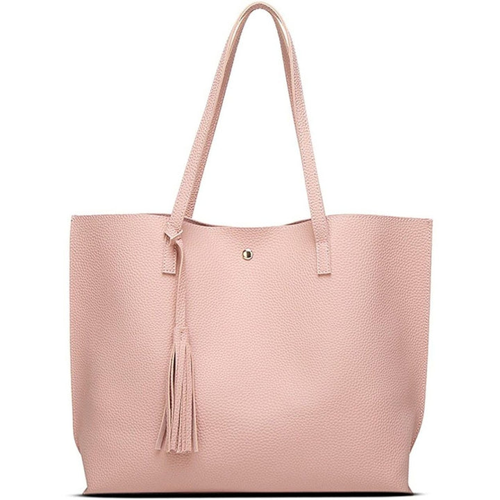 Womens Soft Faux Leather Tote Shoulder Bag Image 4