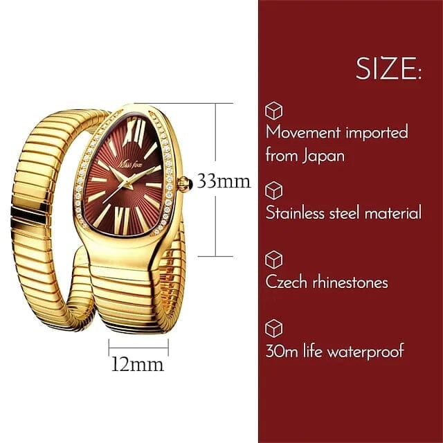 Womens Snake Shape Luxury Wrist Watch Image 10