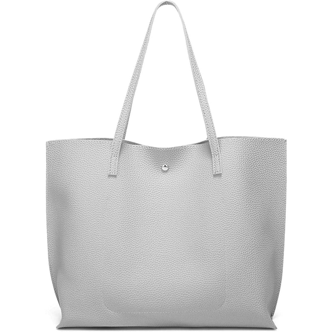 Womens Soft Faux Leather Tote Shoulder Bag Image 6