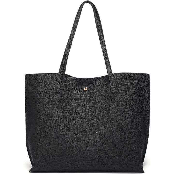 Womens Soft Faux Leather Tote Shoulder Bag Image 9