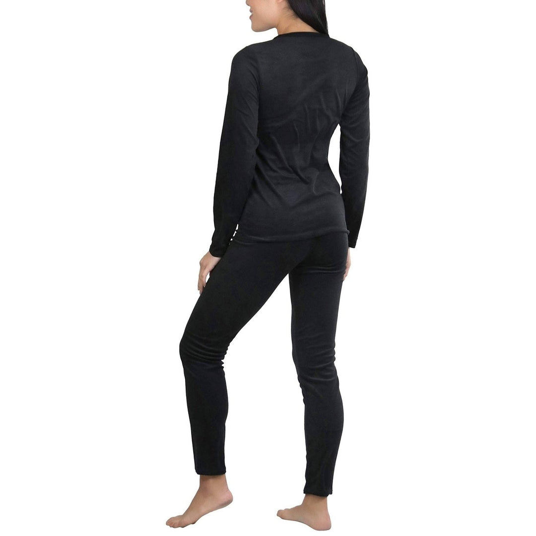 Womens Soft Velvet Long Sleeve Top and Bottom Thermal Set Image 7