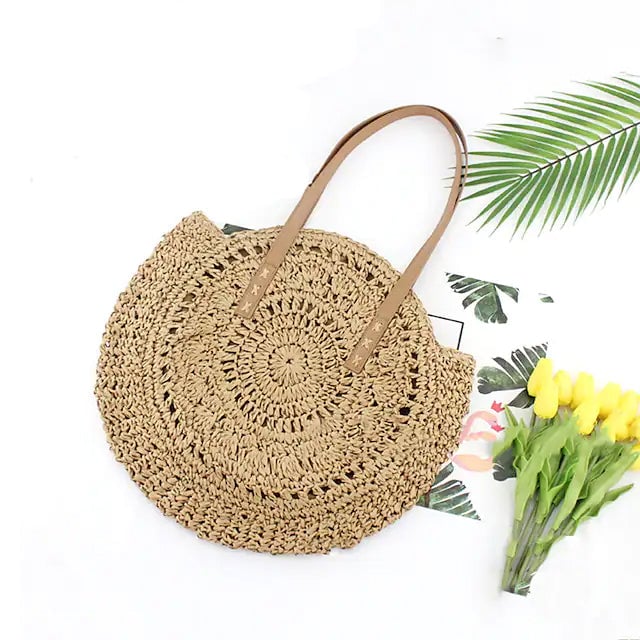 Womens Straw Tote Bag Boho Style Image 3