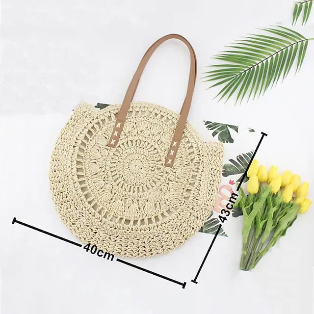 Womens Straw Tote Bag Boho Style Image 4