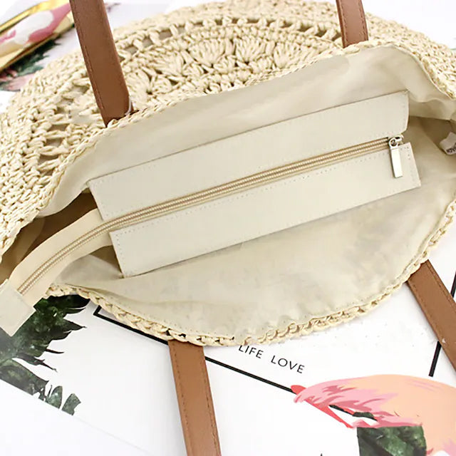 Womens Straw Tote Bag Boho Style Image 7