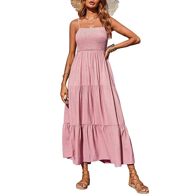 Womens Summer Boho Sleeveless Maxi Dress Image 1