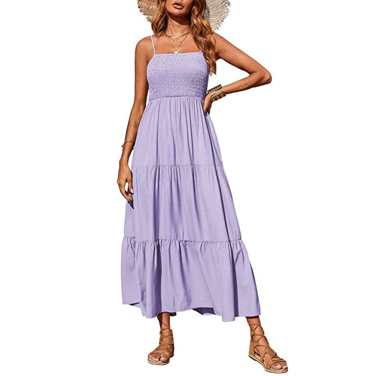 Womens Summer Boho Sleeveless Maxi Dress Image 4