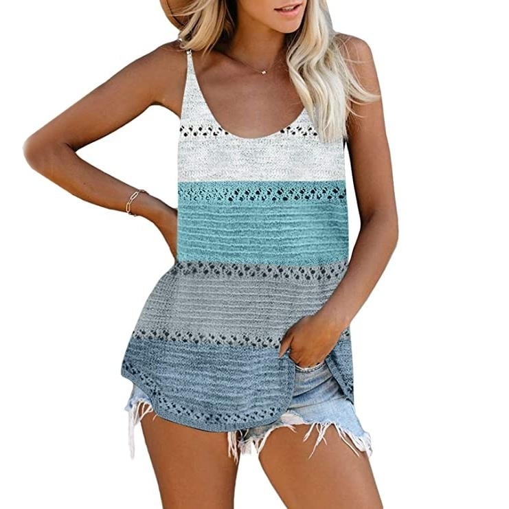 Womens Summer Scoop Neck Knit Cami Tank Blouse Image 3