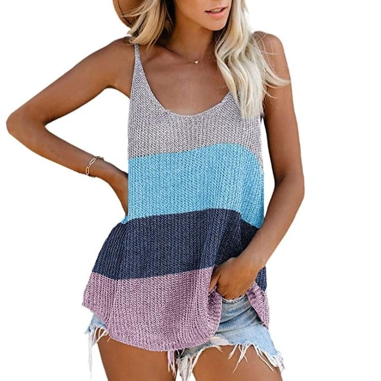 Womens Summer Scoop Neck Knit Cami Tank Tops Image 4