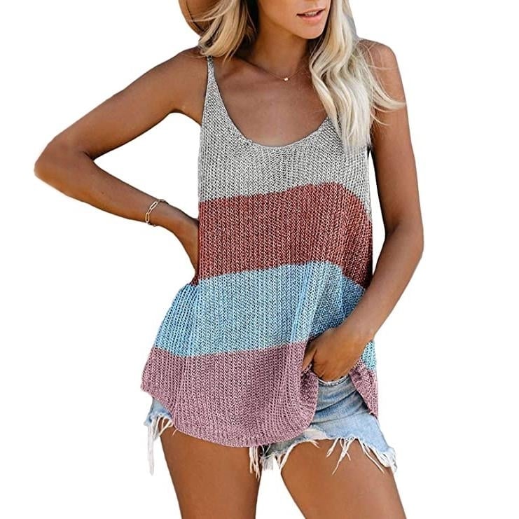 Womens Summer Scoop Neck Knit Cami Tank Tops Image 6