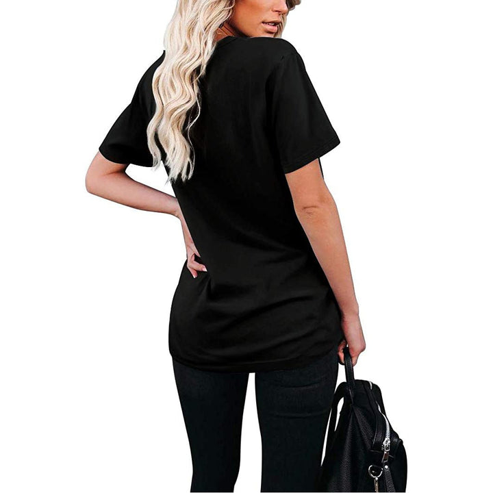 Womens Summer Short Sleeve Crew Neck Pocket Top Image 9