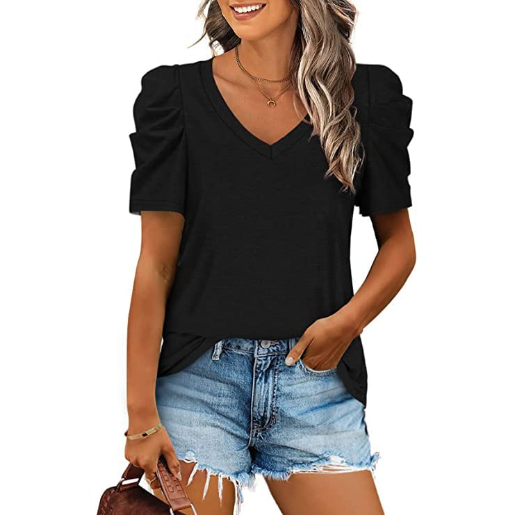 Womens Summer V-Neck Casual T-Shirt Image 1