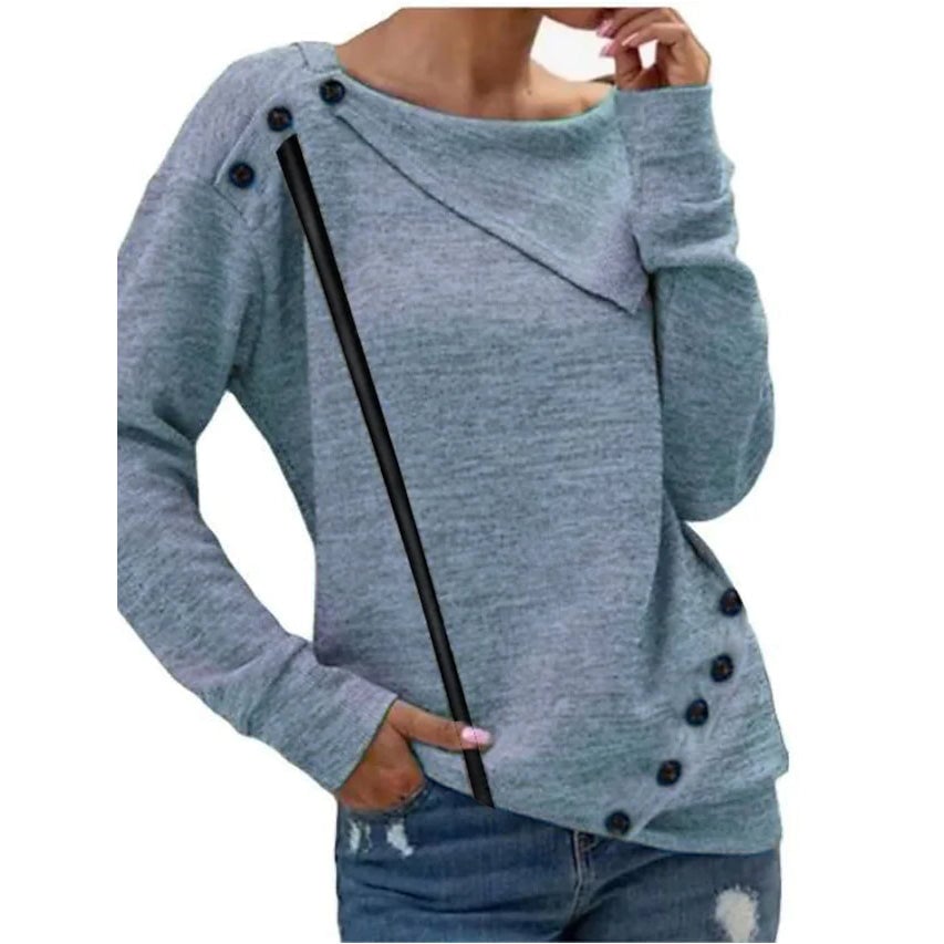 Womens Sweatshirt Pullover Solid Color Image 1