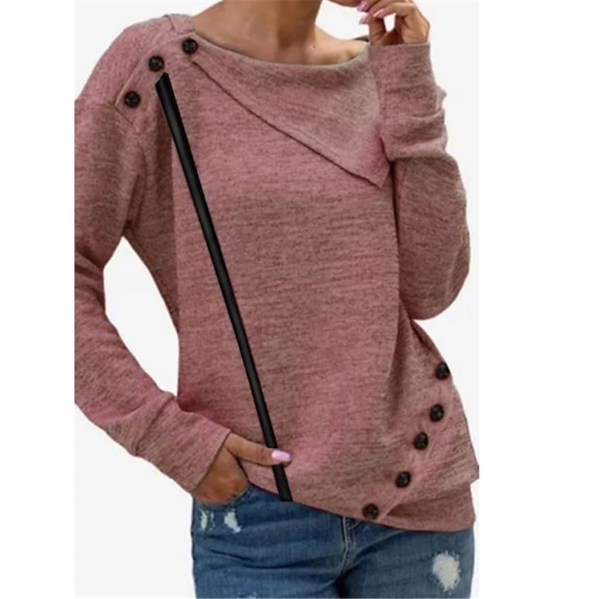 Womens Sweatshirt Pullover Solid Color Image 2