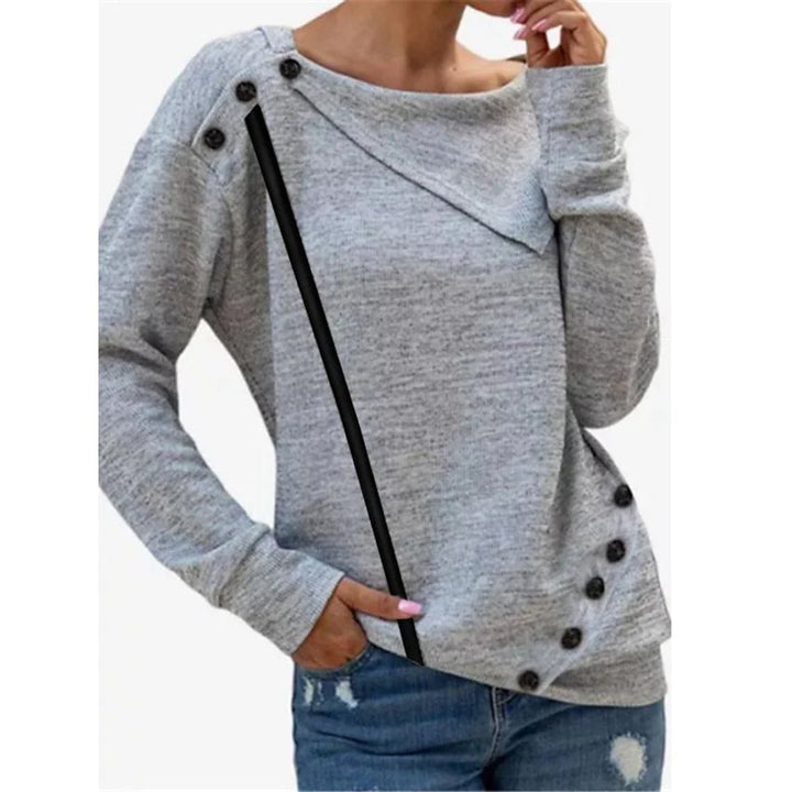 Womens Sweatshirt Pullover Solid Color Image 3