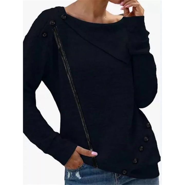 Womens Sweatshirt Pullover Solid Color Image 4