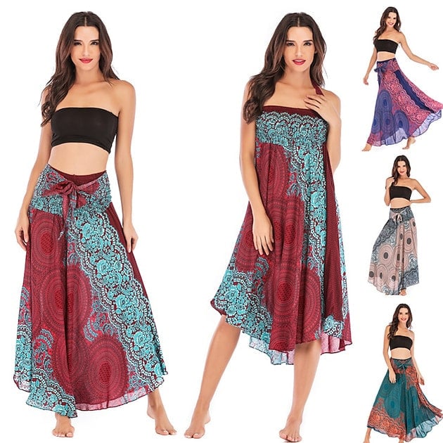 Womens High Waist Yoga Skirt Gypsy Dress Image 1