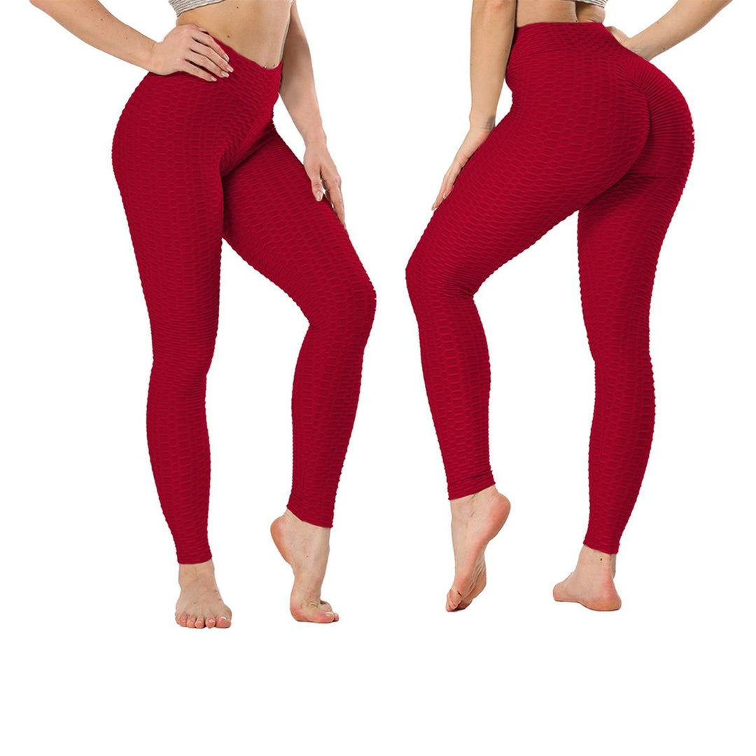 Womens High Waist Textured Butt Lifting Slimming Workout Leggings Tights Pants Image 4