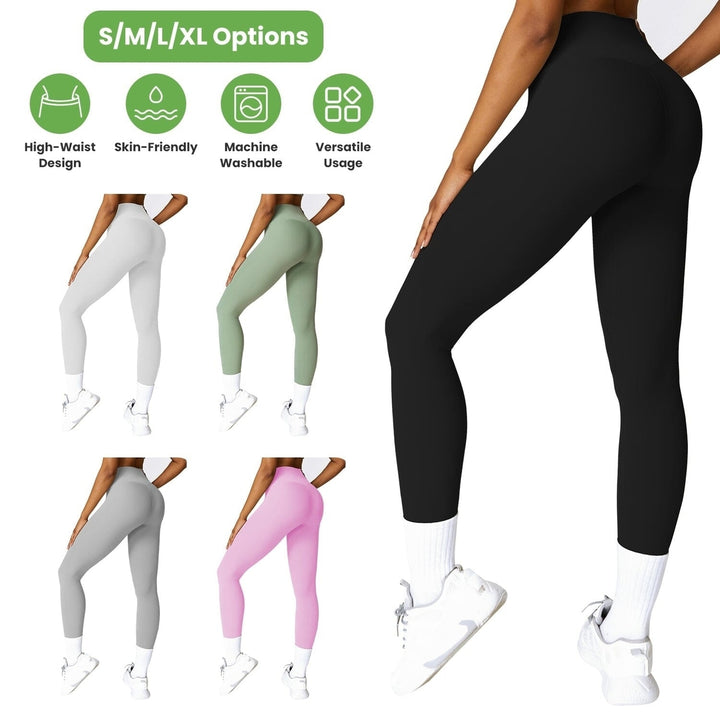 Womens High Waist Workout Leggings Tummy Control Compression with 25" Inseam No Front Seam Image 7