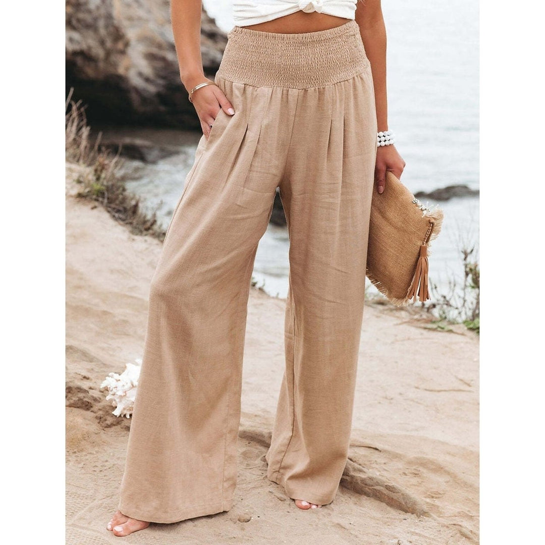 Womens High Waist Loose Wide Leg Pants Image 1