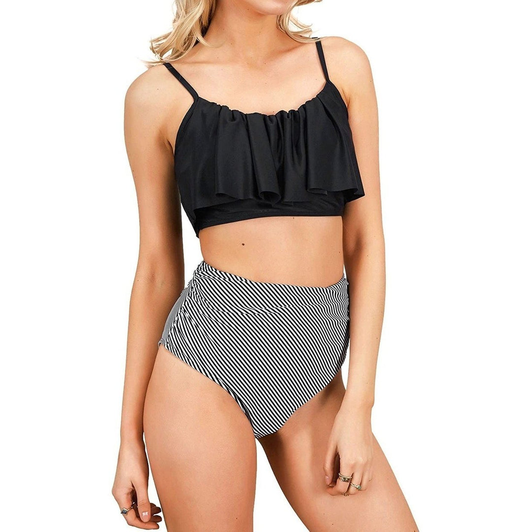 Womens High Waisted Falbala Bikini Set Image 4