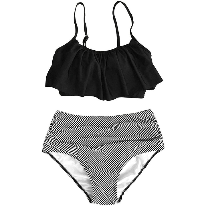 Womens High Waisted Falbala Bikini Set Image 6