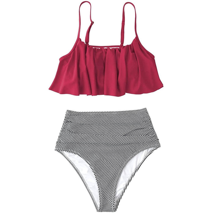 Womens High Waisted Falbala Bikini Set Image 9