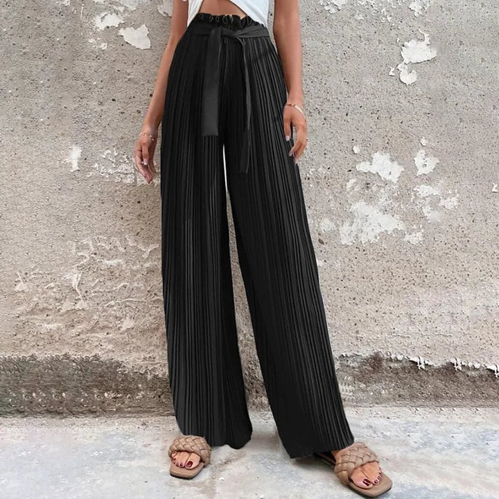 Womens High-Waisted Straight-Leg Strappy Pants Image 2