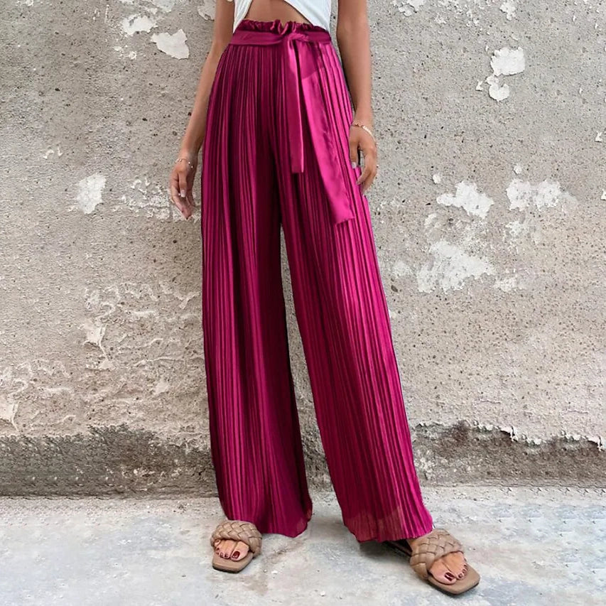 Womens High-Waisted Straight-Leg Strappy Pants Image 3