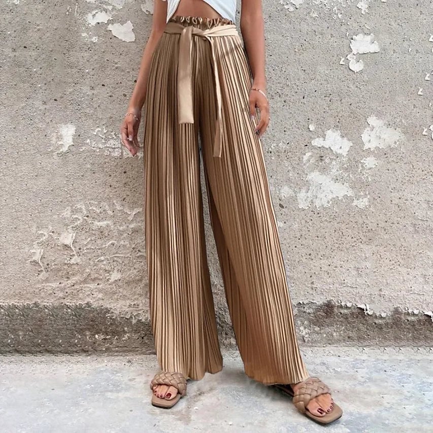 Womens High-Waisted Straight-Leg Strappy Pants Image 4