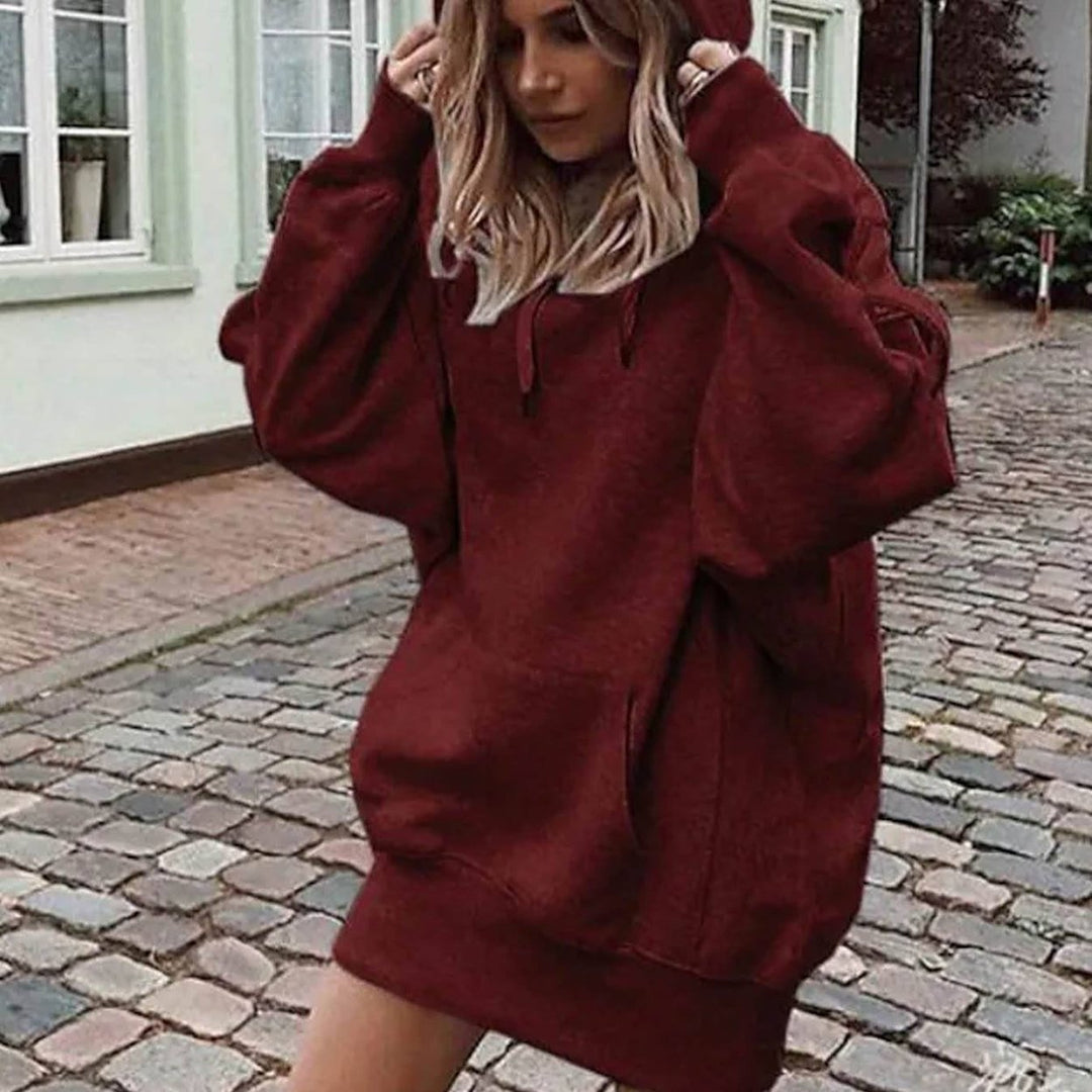 Womens Hoodie Pullover Plain Front Pocket Oversized Hoodies Sweatshirts Image 2