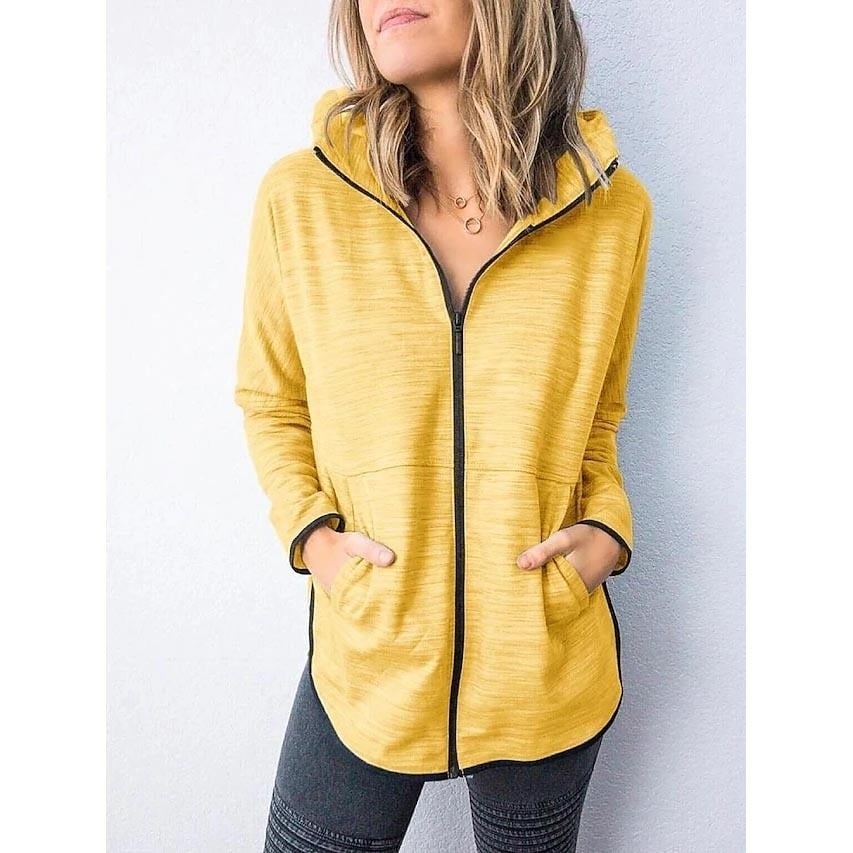 Womens Hoodie Zip Up Hoodie Sweatshirt Plain Zipper Front Image 1