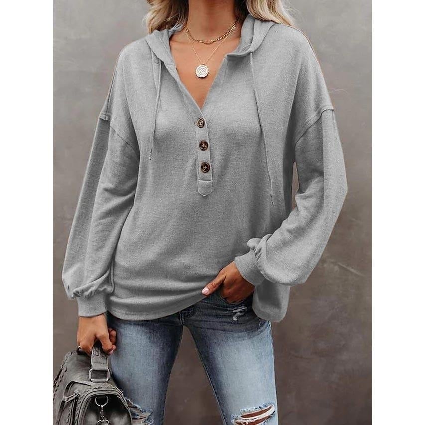 Womens Hoodie Sweatshirt Solid Color Image 3