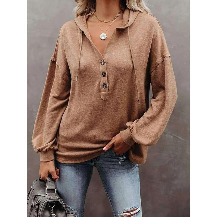 Womens Hoodie Sweatshirt Solid Color Image 4