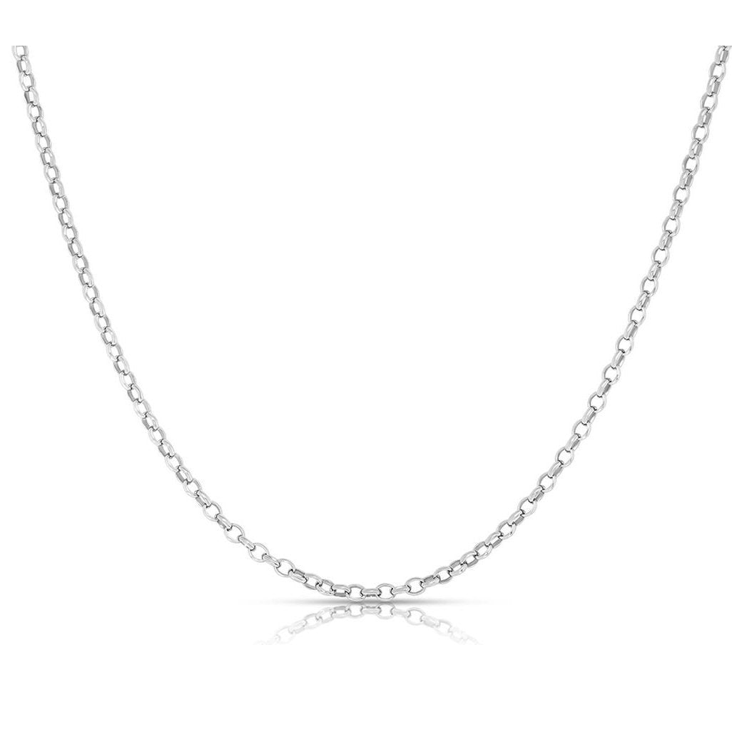 Womens Italian Rolo Link Chain in Solid Sterling Silver Image 3