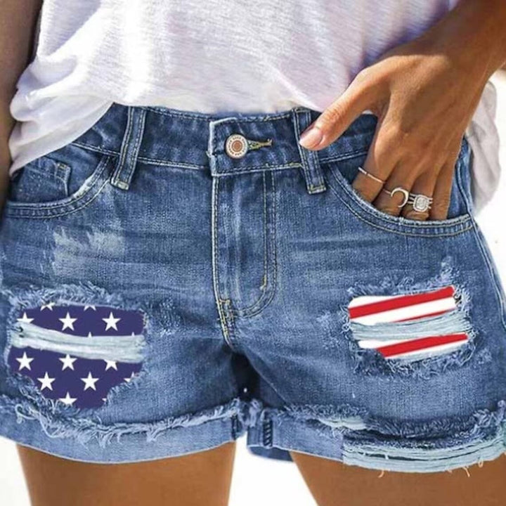 Womens Jeans Shorts Independence Day Denim Image 1