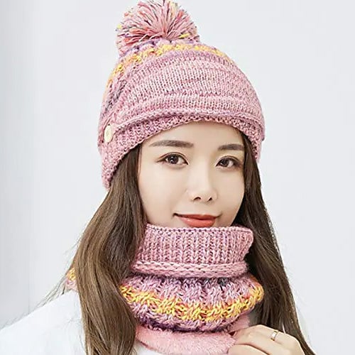 Womens Knitted Hat Scarf Mask Set Image 6