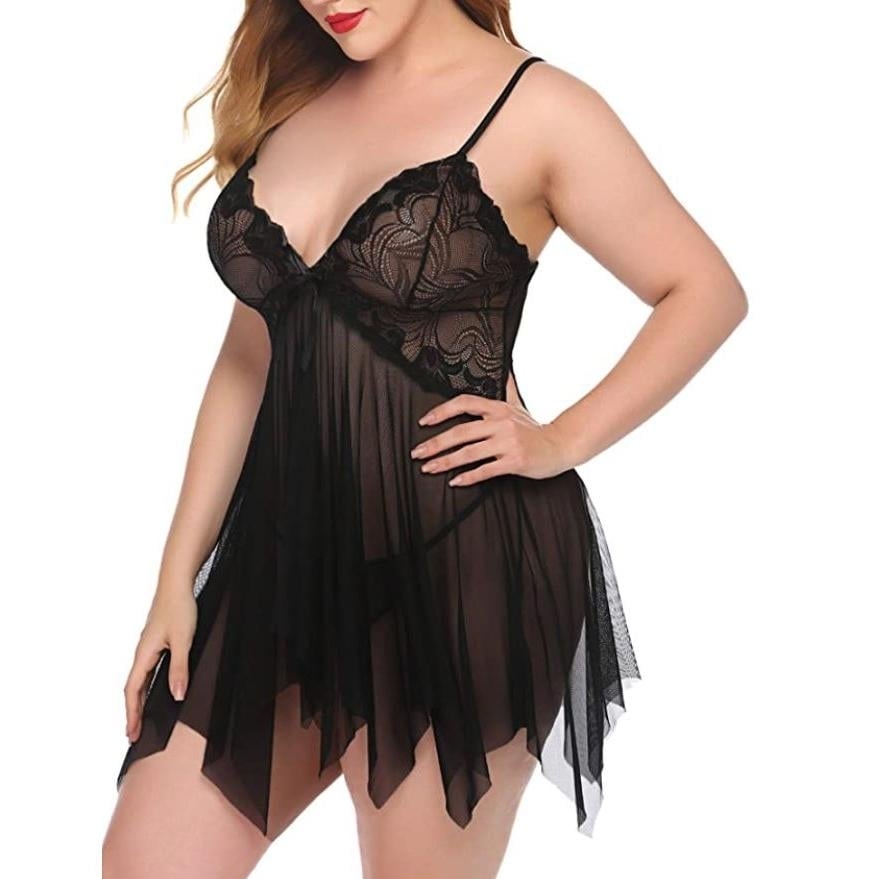 Womens Lace BabyDoll Lingerie Sleepwear Image 1