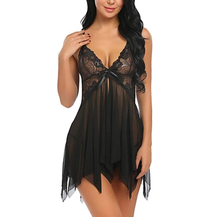 Womens Lace BabyDoll Lingerie Sleepwear Image 2