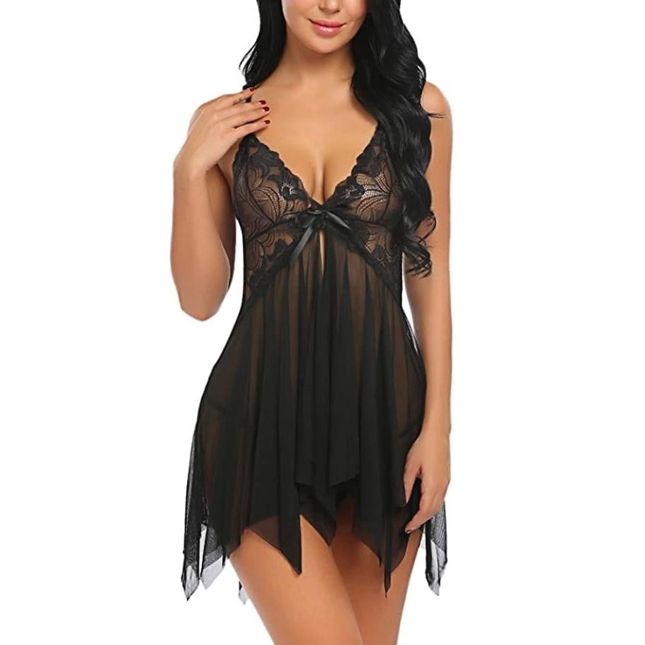 Womens Lace BabyDoll Lingerie Sleepwear Image 1