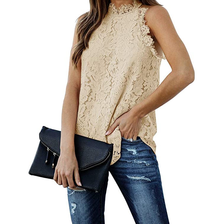 Womens Lace Crochet Hollow Out Tank Top Image 1