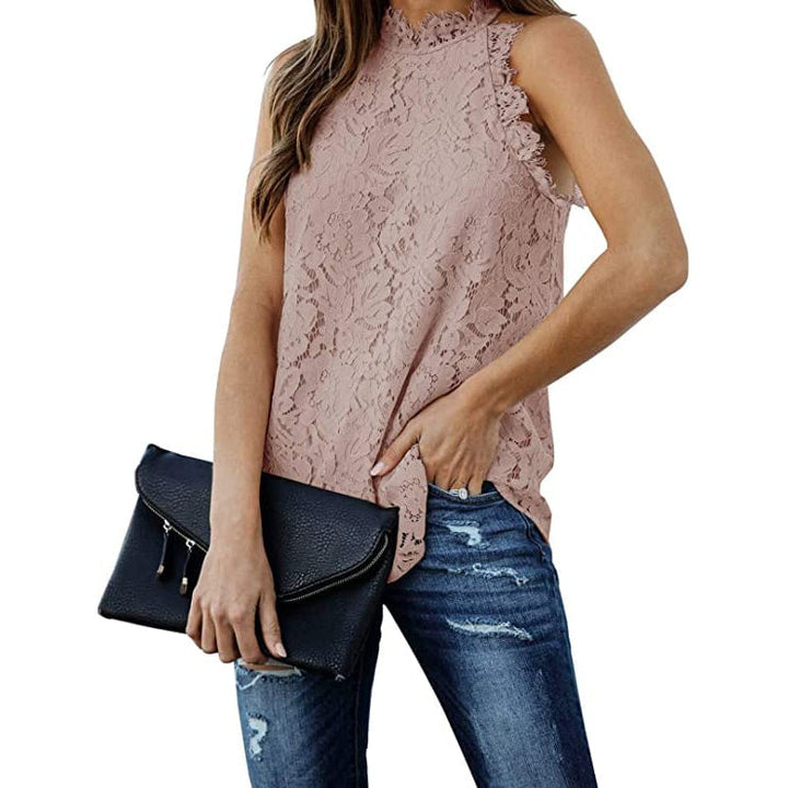 Womens Lace Crochet Hollow Out Tank Top Image 4