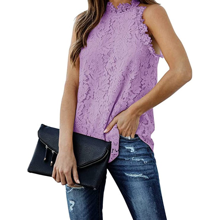 Womens Lace Crochet Hollow Out Tank Top Image 6