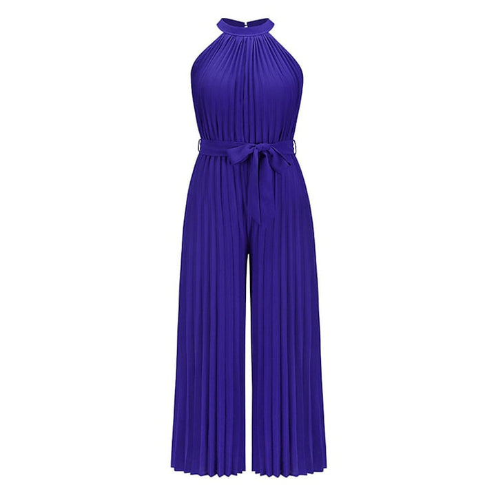 Womens Lace-Up Halter Casual Wide-Leg Jumpsuit Image 4