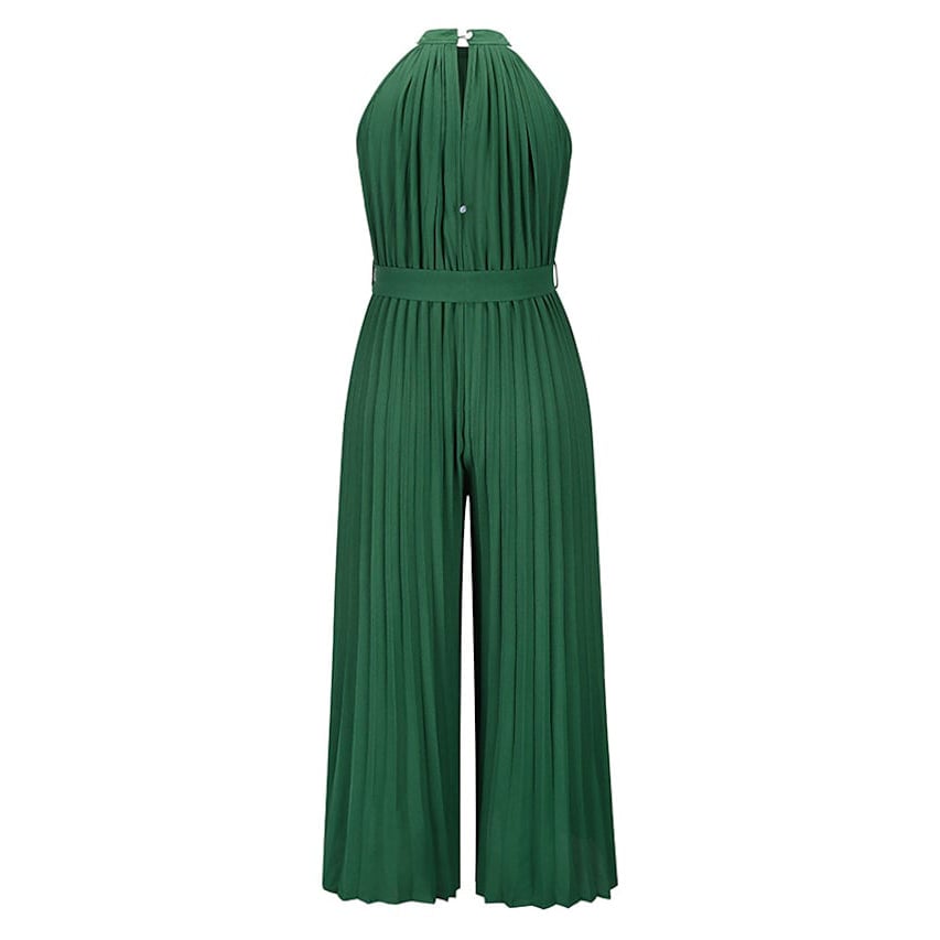 Womens Lace-Up Halter Casual Wide-Leg Jumpsuit Image 7