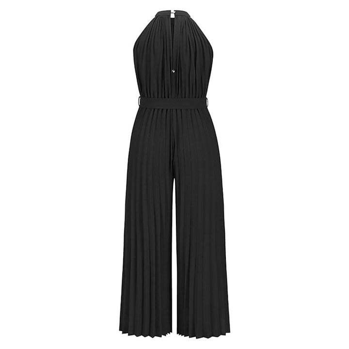 Womens Lace-Up Halter Casual Wide-Leg Jumpsuit Image 11