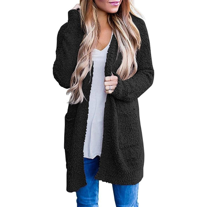 Womens Long Sleeve Soft Chunky Knit Sweater Coat Image 1