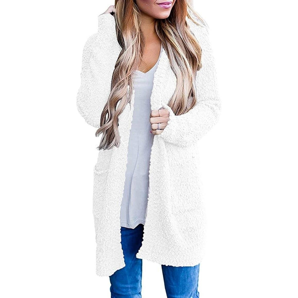 Womens Long Sleeve Soft Chunky Knit Sweater Coat Image 2