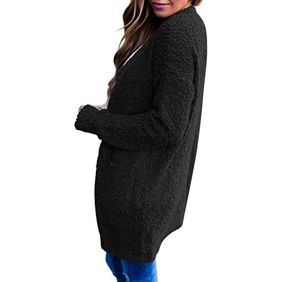 Womens Long Sleeve Soft Chunky Knit Sweater Coat Image 6